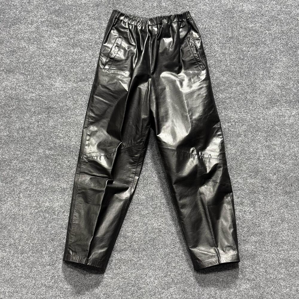 Saks Fifth Avenue Pants Womens L Black Faux Leather Jogger Tapered Pull On